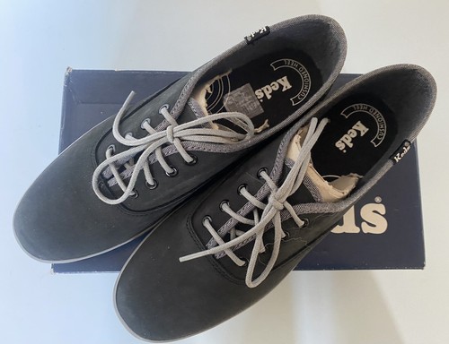 Keds black leather grey